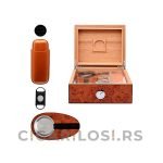 Hjumidor za 40 Cigara+Sekač+Pepeljara-Muški Poklon Set za Cigare