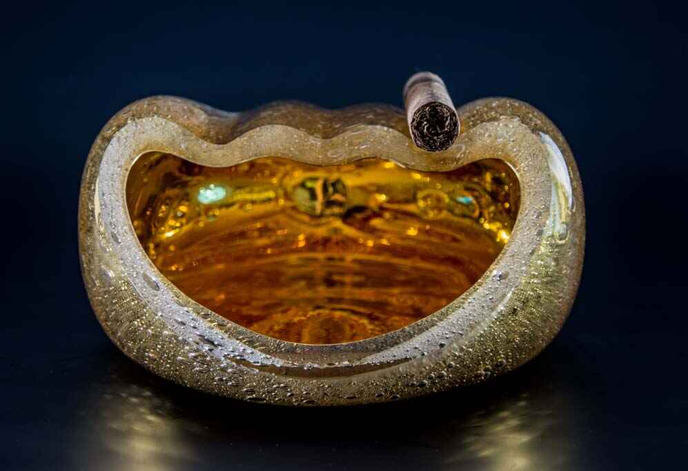 Pepeljara za 3 Cigare Tompusa Czevitrum Salamander Zlatna