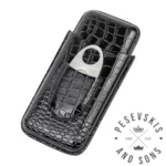 Kožna Crna Futrola za 3 Cigare i Sekac