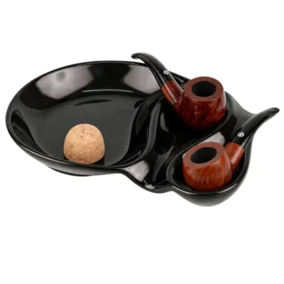 Nova elegantna pepeljara za 2 lule - crna keramička