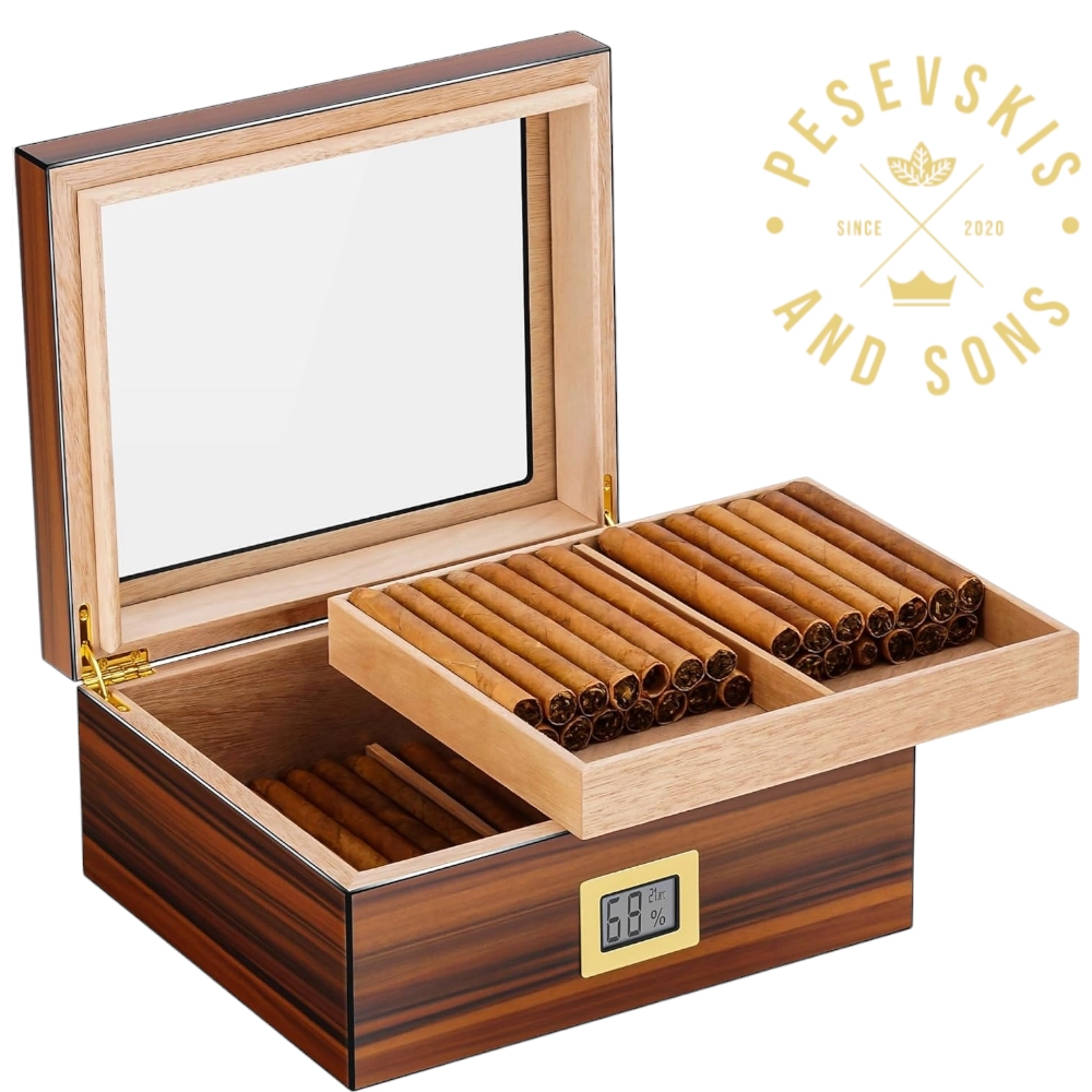 Otvoren pun Drveni Humidor za 60 Cigara