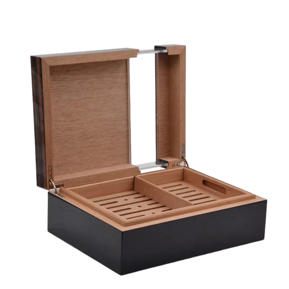 Nov Drveni Humidor sa Staklom za Cuvanje 50 Cigara