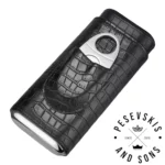 Crna Futrola za 3 Cigare Metalno Dno + Sekač