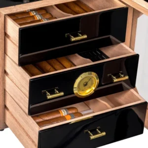 Lukszni Humidor za 180 Cigara Crni Visoki Sjaj