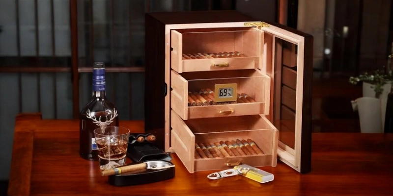 Humidor Cabinet za Cigare sa Staklenim Vratima