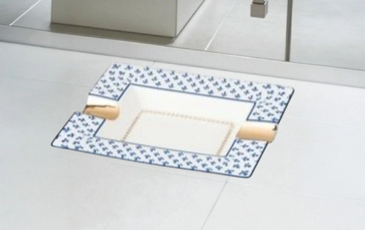 Unikatna pepeljara Angelo belo/plava sa dva ležišta za tompuse