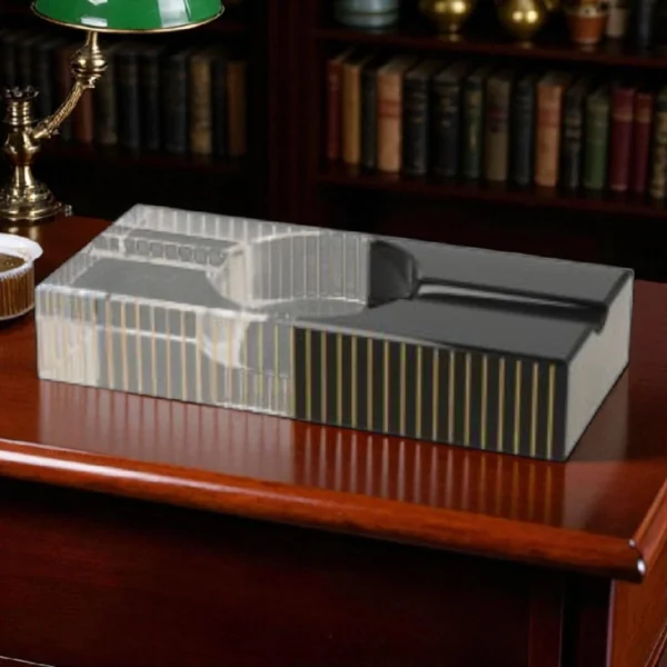 Angelo Staklena Pepeljara Crno/Bela za 2 Tompusa