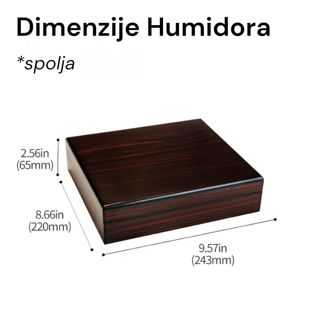 Dimenzije humidora za cigare - spolja