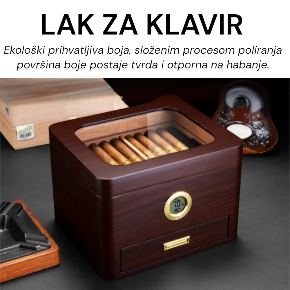 drveni cedar humidor sa staklenim poklopcem
