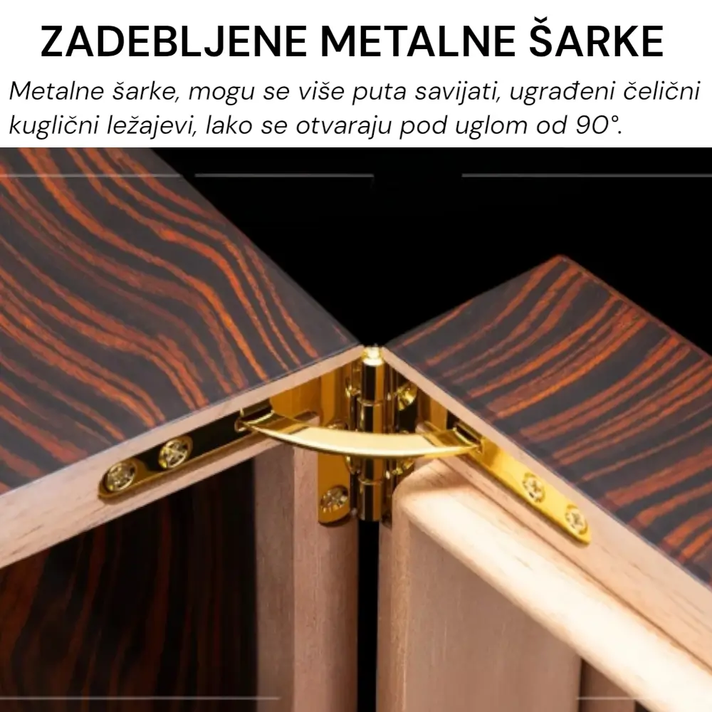 zadebljane metalne sarke na vratima humidora