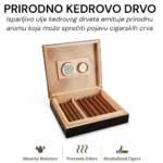 Otvoren mali humidor sa cigarama od prirodnog kedrovog drveta