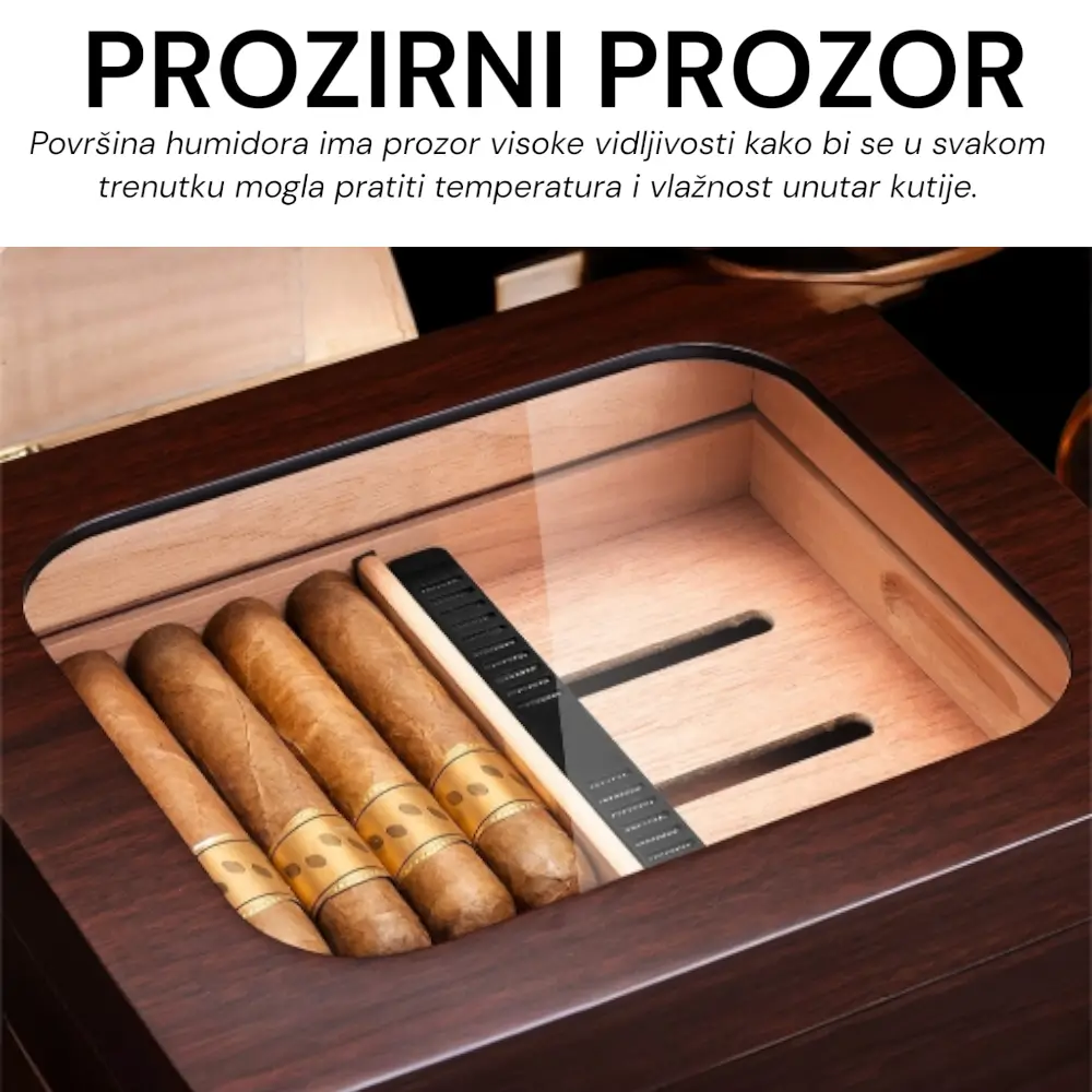 drveni cedar humidor sa staklenim prozorom