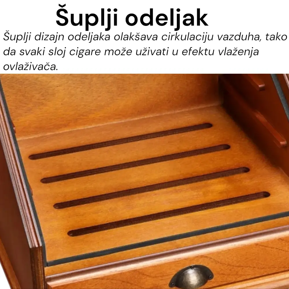 perforirane fioke za cigare na drvenom humidoru