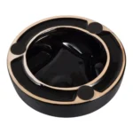 Crna keramička pepeljara za 3 lule + plutani čep - Image 3